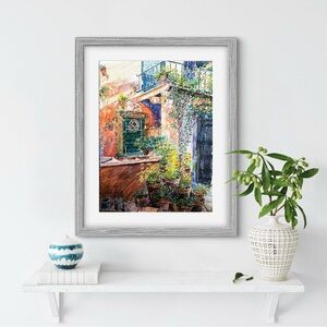 Vibrant Orange and Green Abstract Art Print